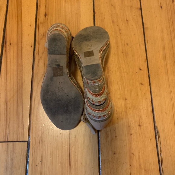 Palomitas Beige Suede Wedge 4 inch Size 39 Made in Spain - Picture 3 of 7